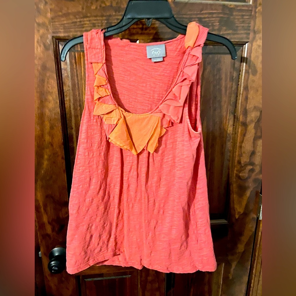 Unique ruffled tank. Vanessa, Virginia imported by anthropology.